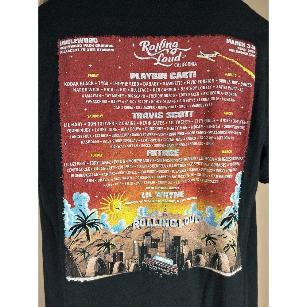 Rolling Loud‎ California 2023 Line Up T Shirt Size M/L Travis Scott Future